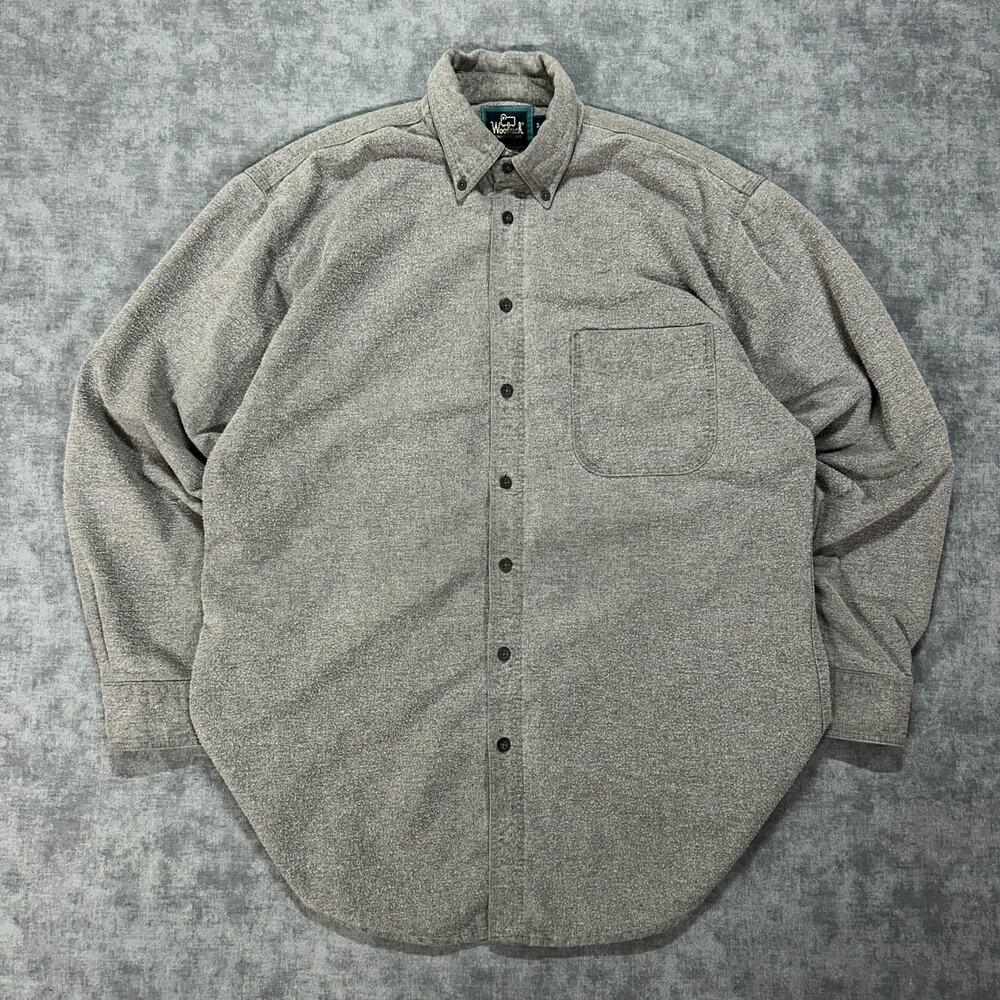 VTG Woolrich grey chamois cloth casual button up outdoors shirt mens Medium